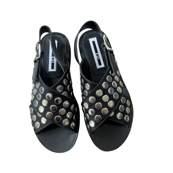 NEW Alexander McQueen McQ Sundance Studded Black Sandals - Picture 1 of 7